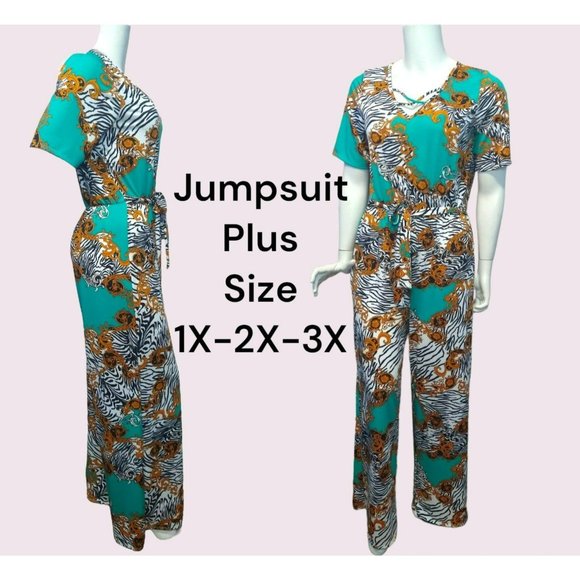 Elegant Maxi wide legged jumpsuit Plus Sizes comfy & stretchy - Picture 1 of 10